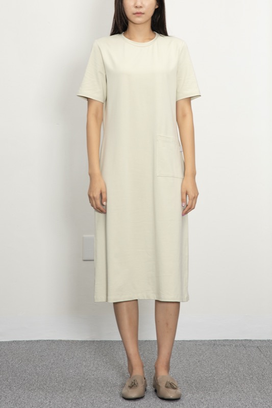 WRD023 파인 코튼 져지 포켓 드레스 (피그린)